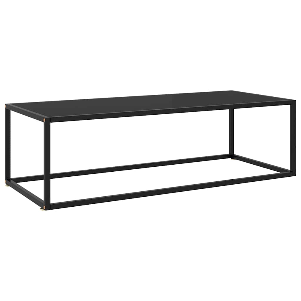 Salongbord svart med svart glass 120x50x35 cm