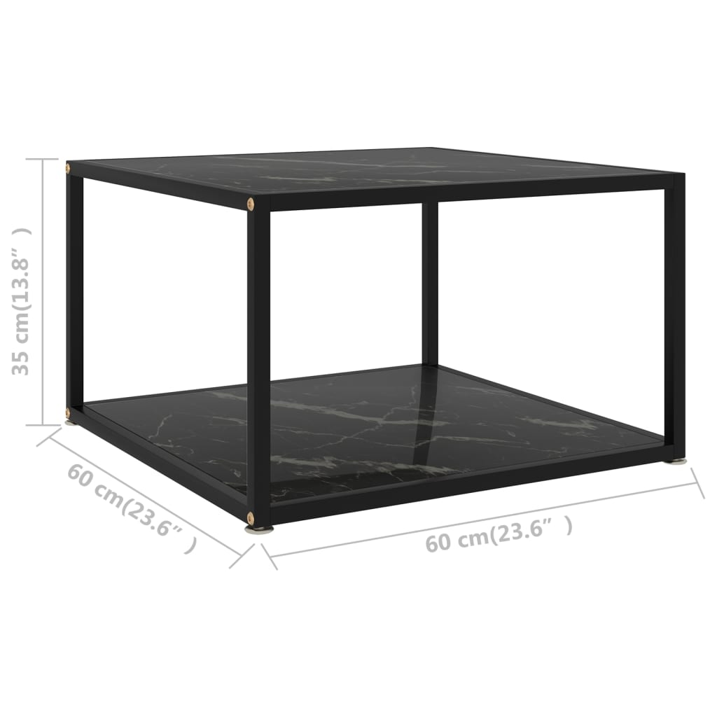 Salongbord svart 60x60x35 cm herdet glass