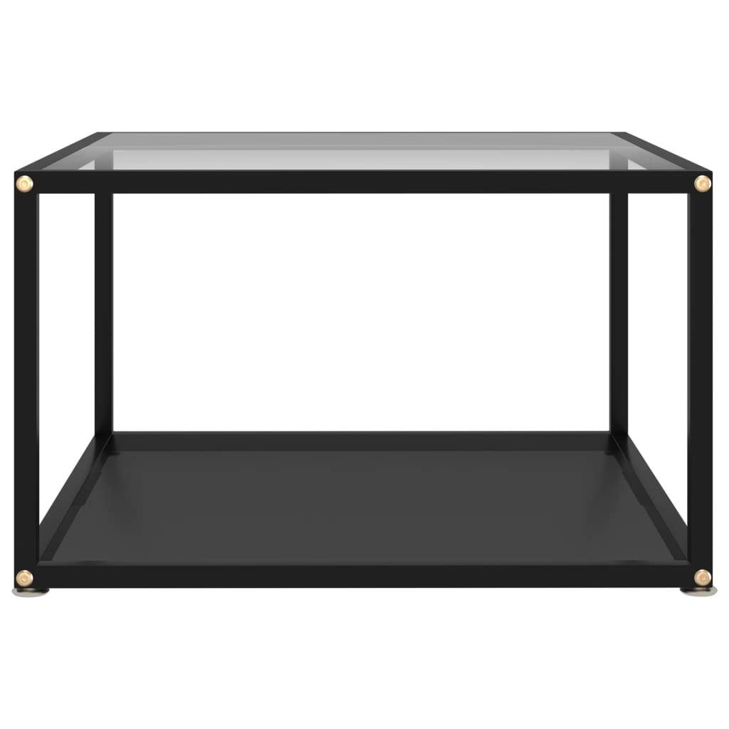 Salongbord gjennomsiktig og svart 60x60x35 cm herdet glass
