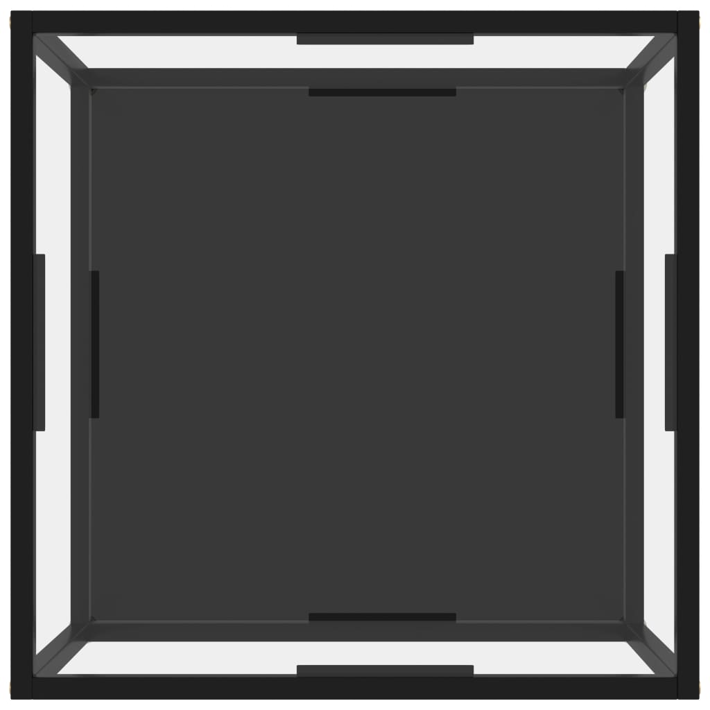 Salongbord gjennomsiktig og svart 60x60x35 cm herdet glass