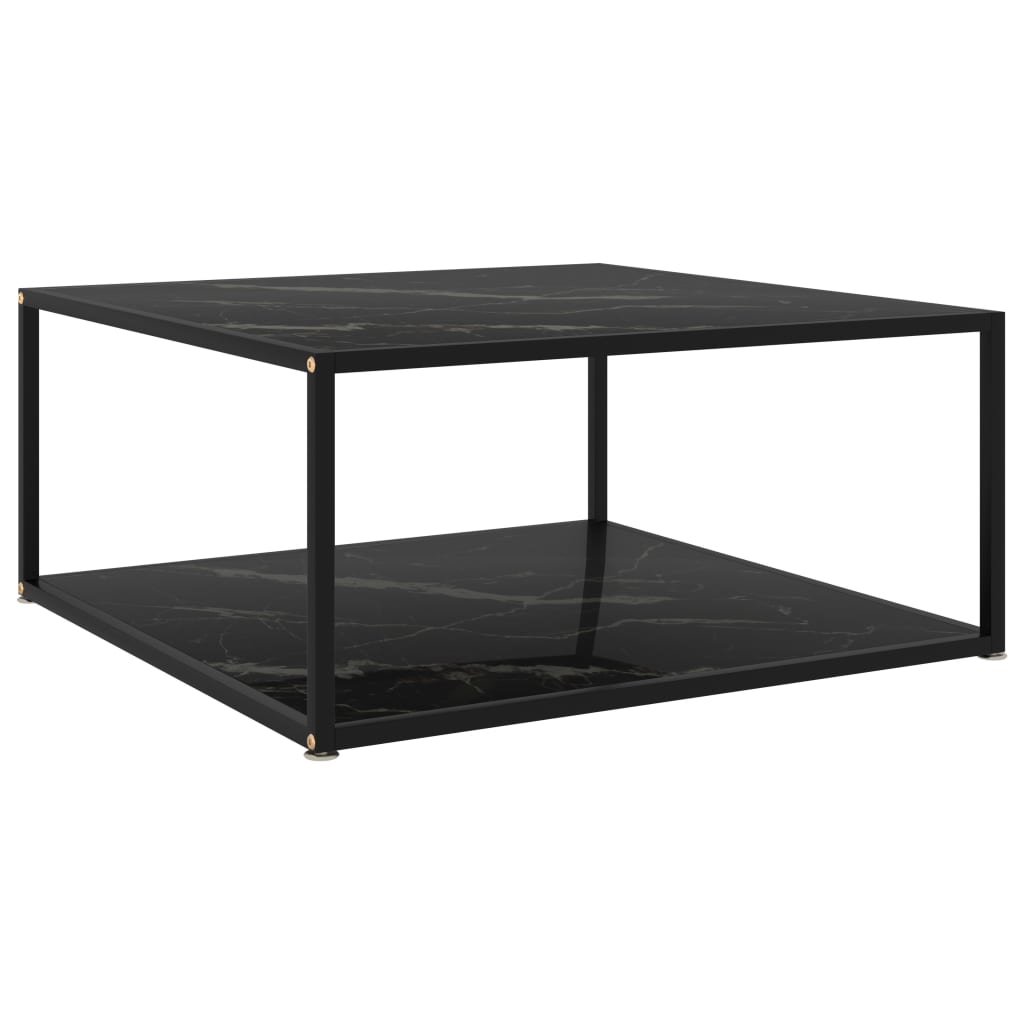Salongbord svart 80x80x35 cm herdet glass