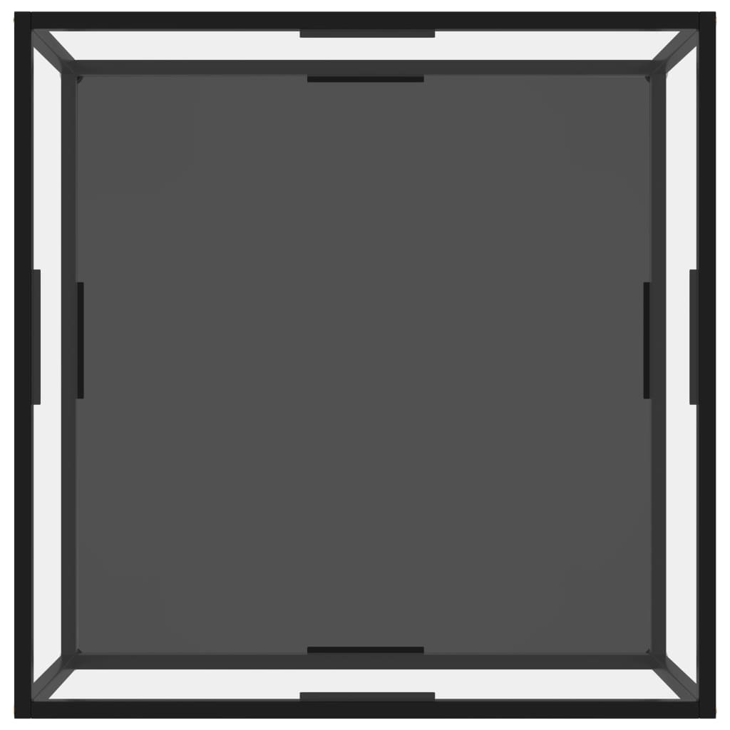 Salongbord gjennomsiktig og svart 80x80x35 cm herdet glass