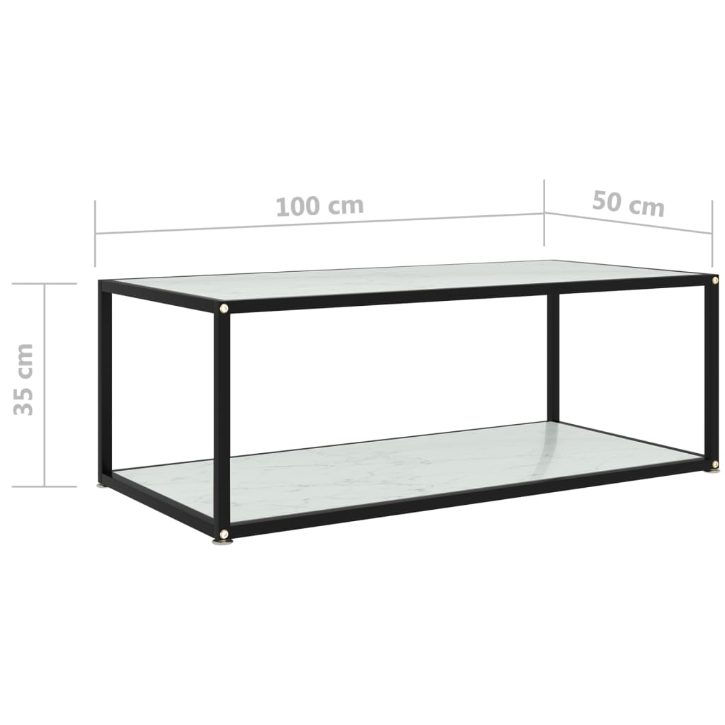 Salongbord hvit 100x50x35 cm herdet glass vidaXL