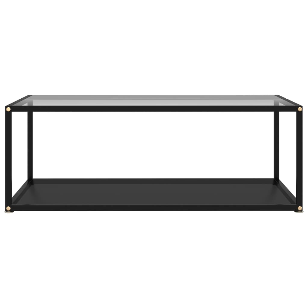 Salongbord gjennomsiktig og svart 100x50x35 cm herdet glass
