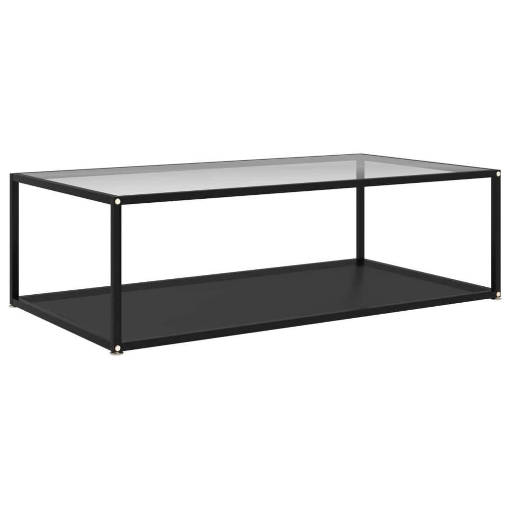 Salongbord gjennomsiktig og svart 120x60x35 cm herdet glass