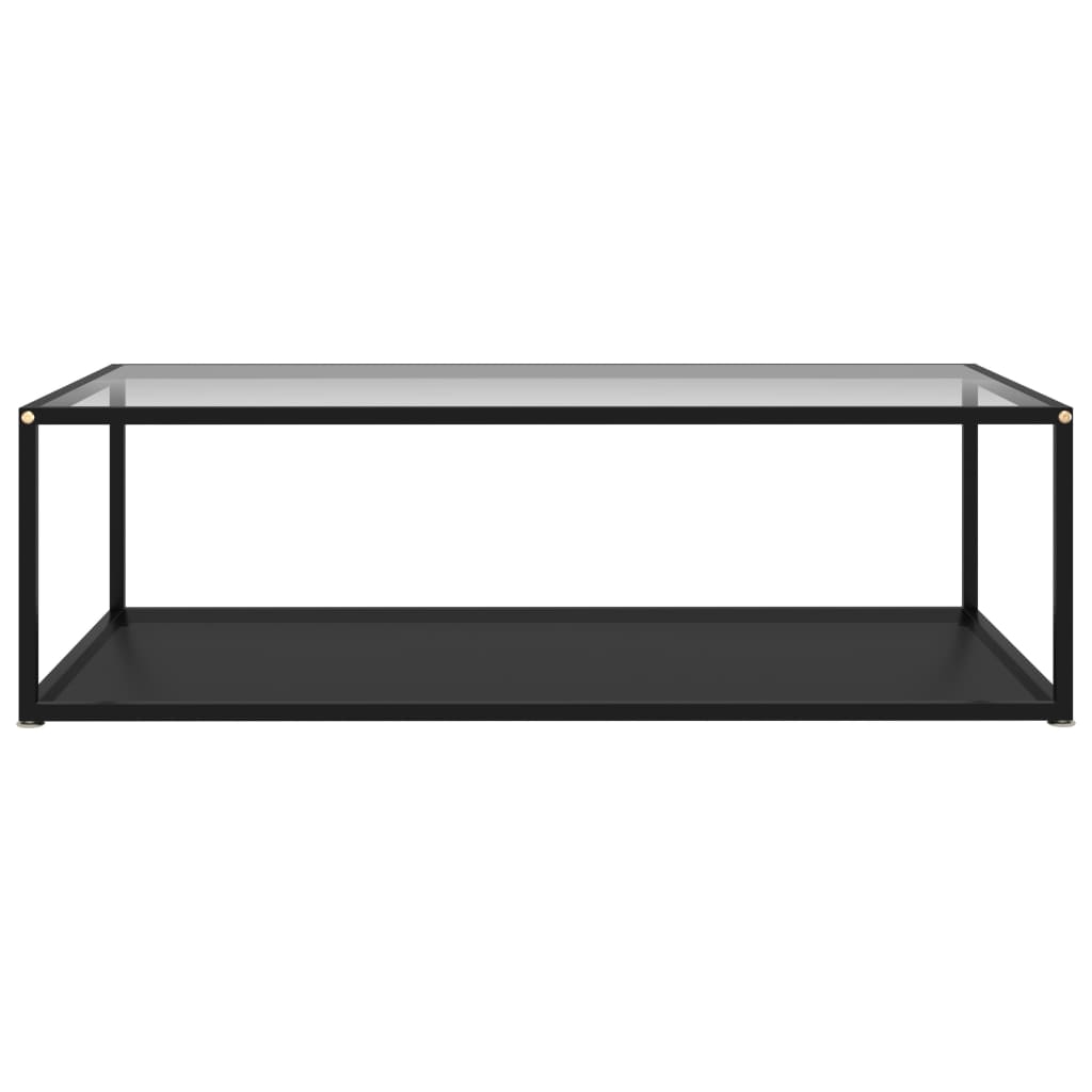 Salongbord gjennomsiktig og svart 120x60x35 cm herdet glass