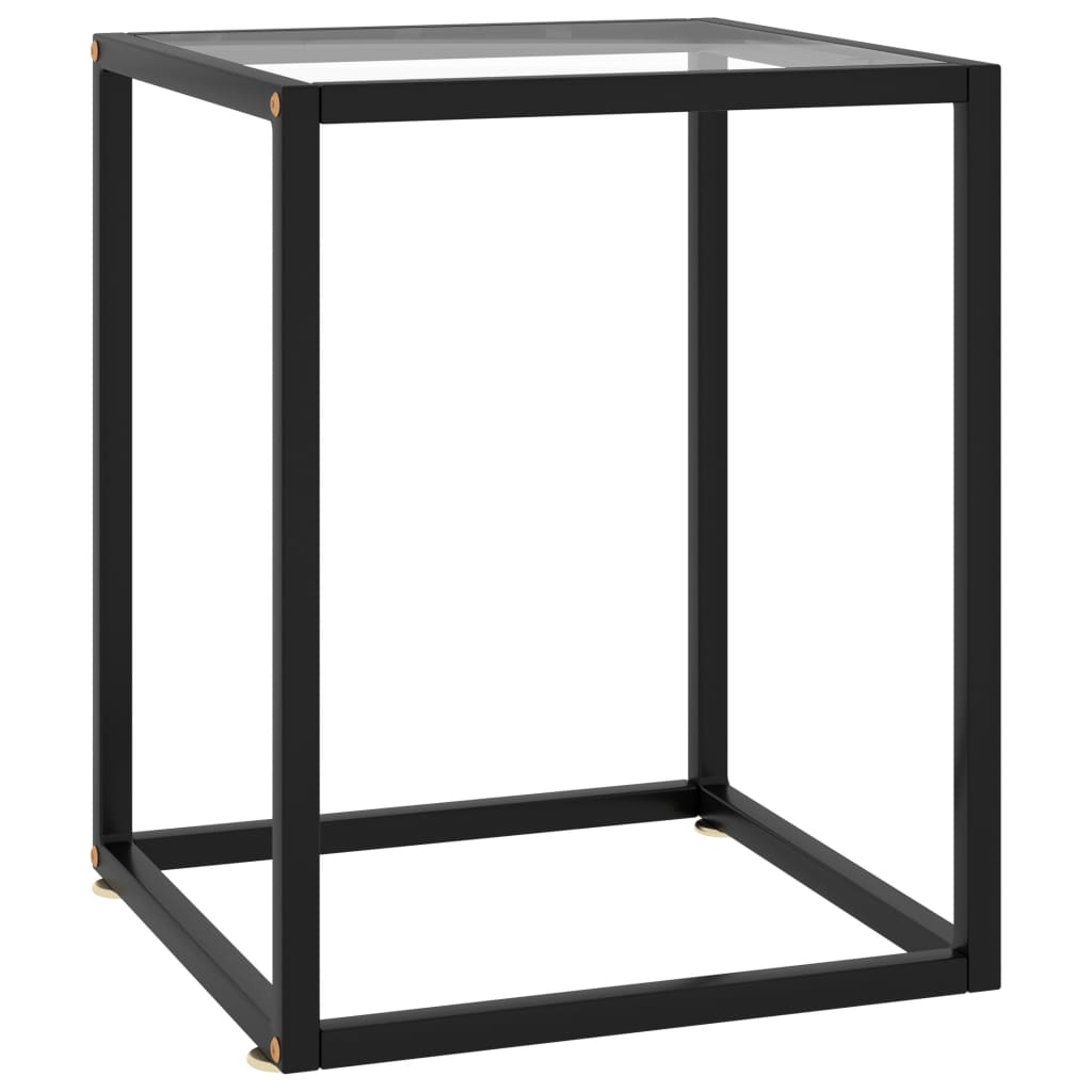 Salongbord svart med herdet glass 40x40x50 cm