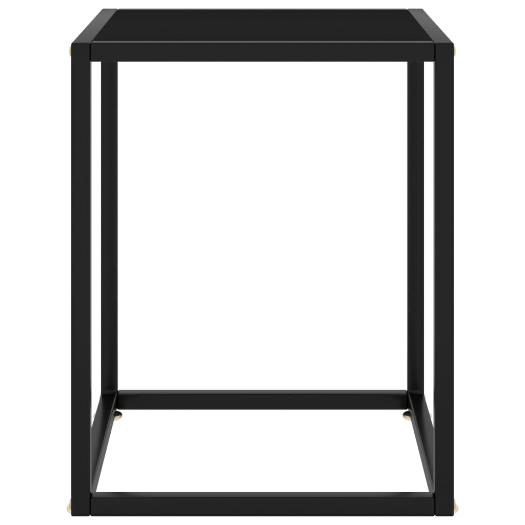 Salongbord svart med svart glass 40x40x50 cm