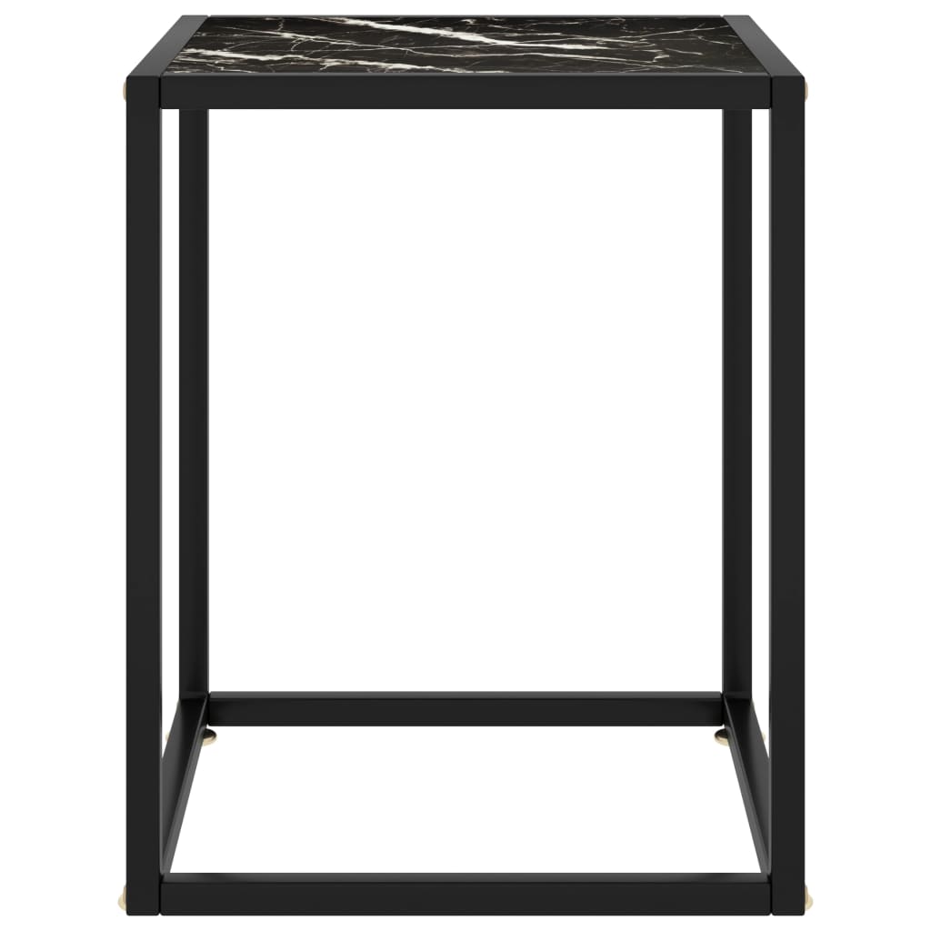 Salongbord svart med marmorglass 40x40x50 cm