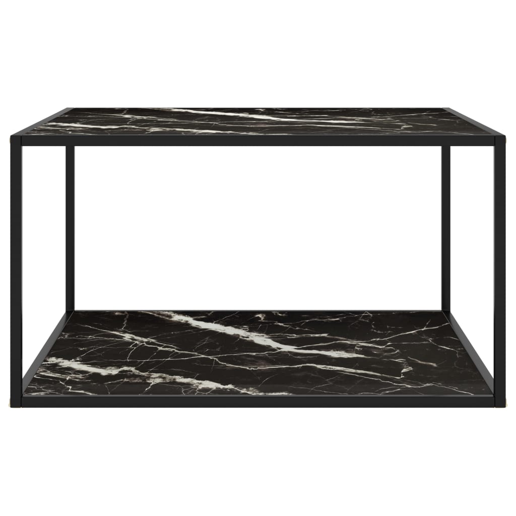Salongbord svart med svart marmorglass 90x90x50 cm