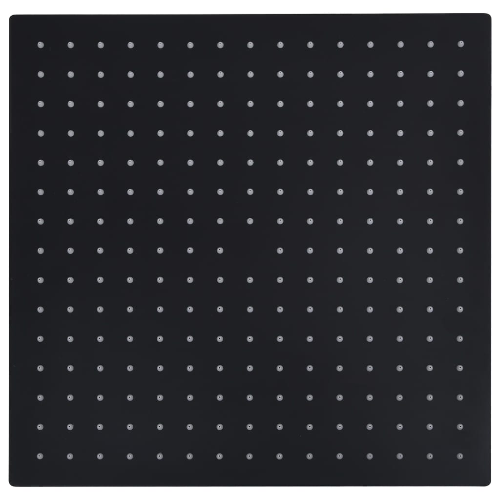 Regndusjhode rustfritt stål 40x40 cm firkantet svart