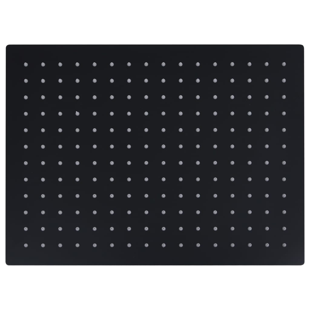 Regndusjhode rustfritt stål 40x30 cm firkantet svart