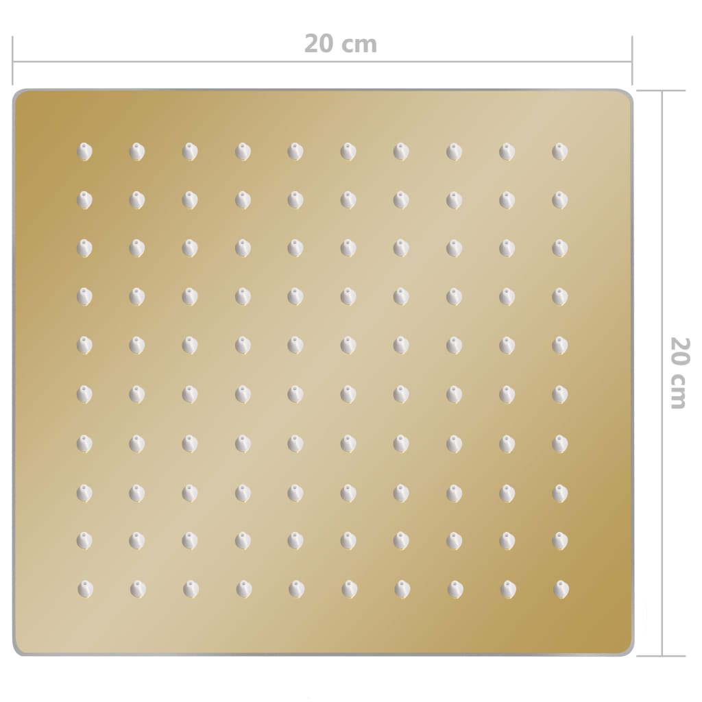 Regndusjhode rustfritt stål 20x20 cm firkantet gull