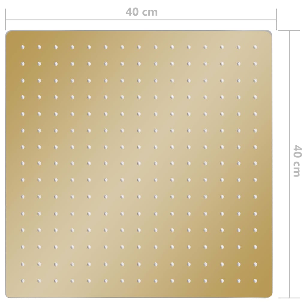 Regndusjhode rustfritt stål 40x40 cm firkantet gull
