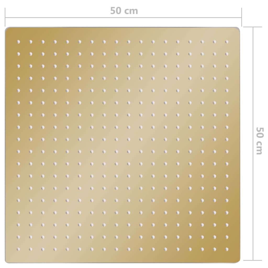 Regndusjhode rustfritt stål 50x50 cm firkantet gull