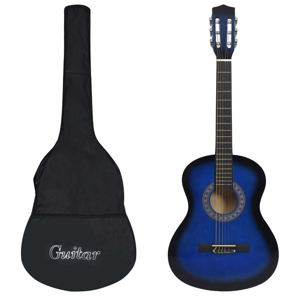 Klassisk gitar for nybegynnere med veske blå 3/4 36"