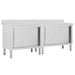 Arbeidsbord med skyvedører 2stk 200x50x(95-97)cm rustfritt stål