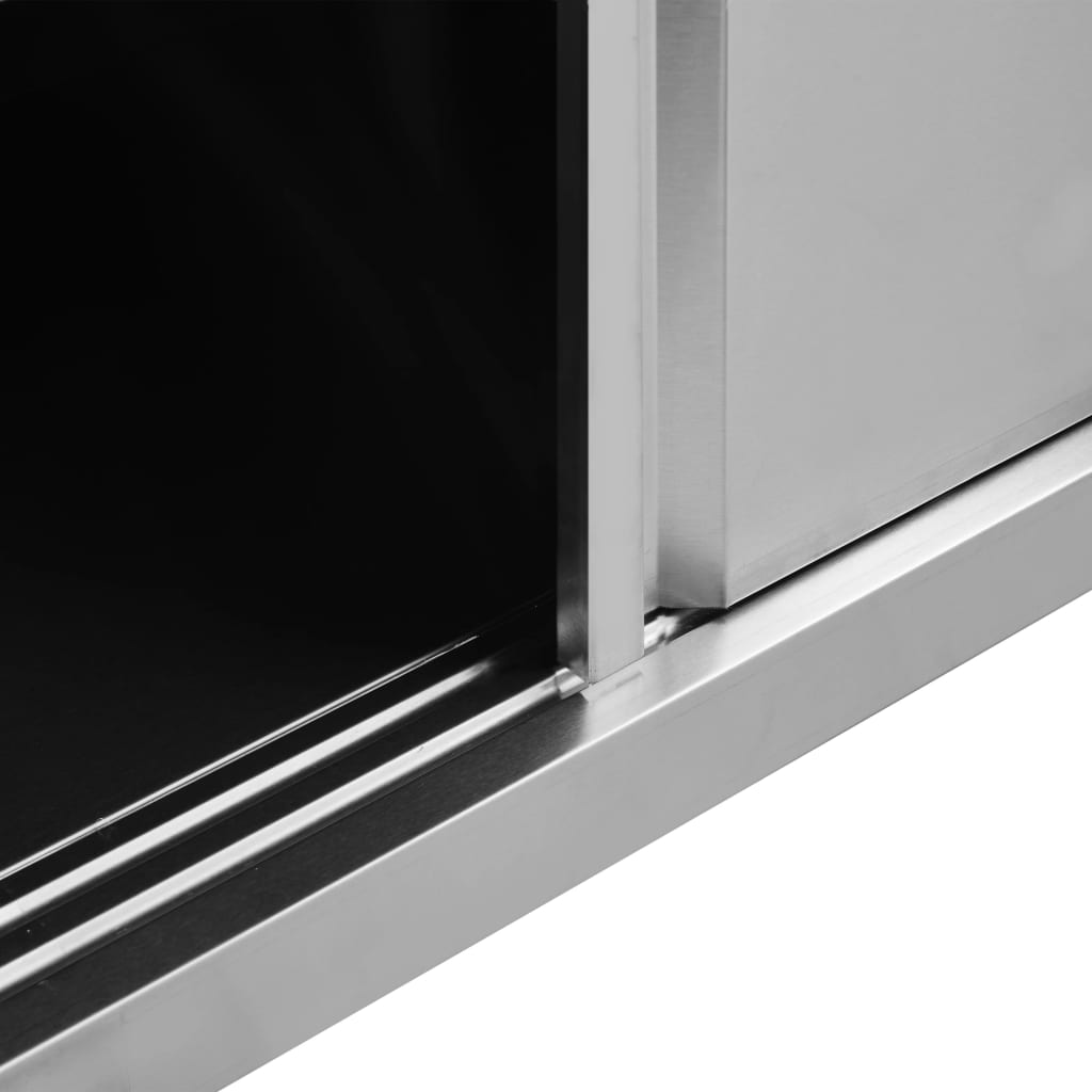 Arbeidsbord med skyvedører 2stk 240x50x(95-97)cm rustfritt stål