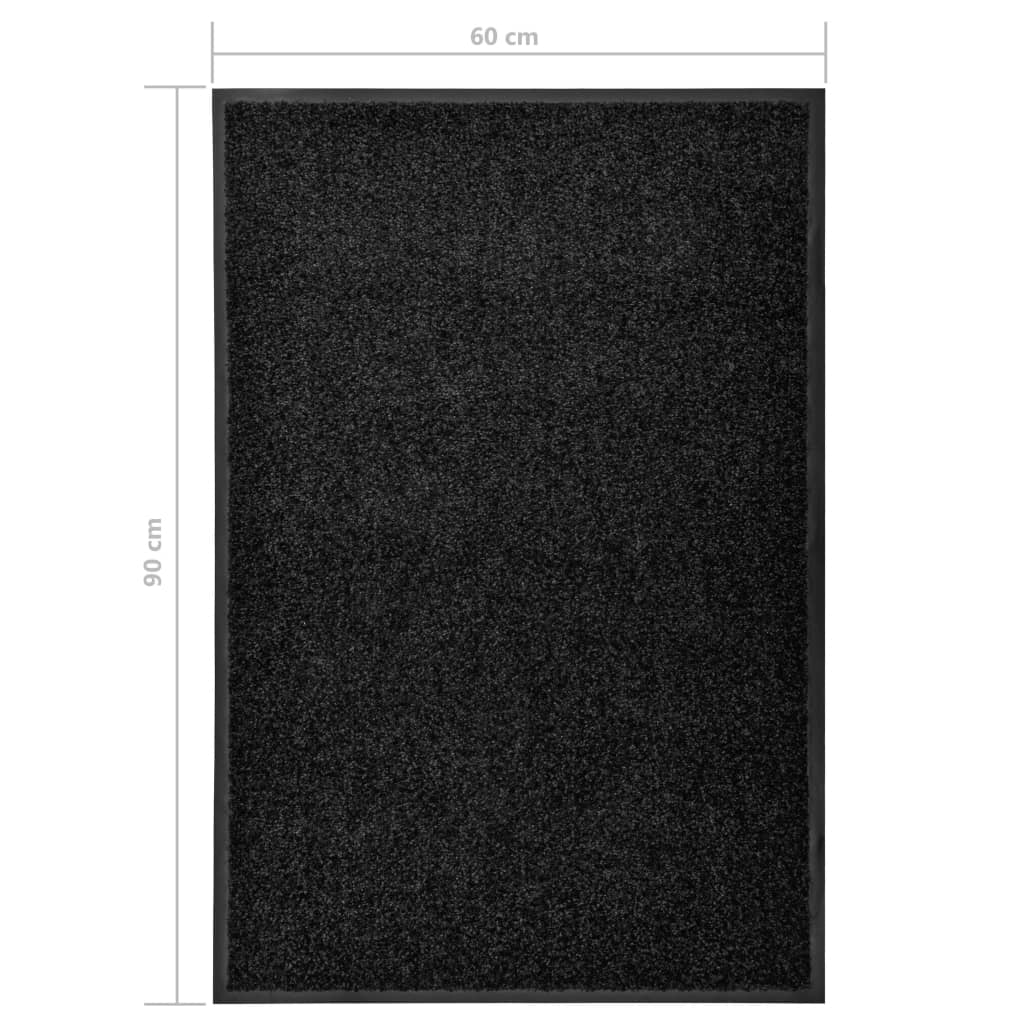 Dørmatte vaskbar svart 60x90 cm