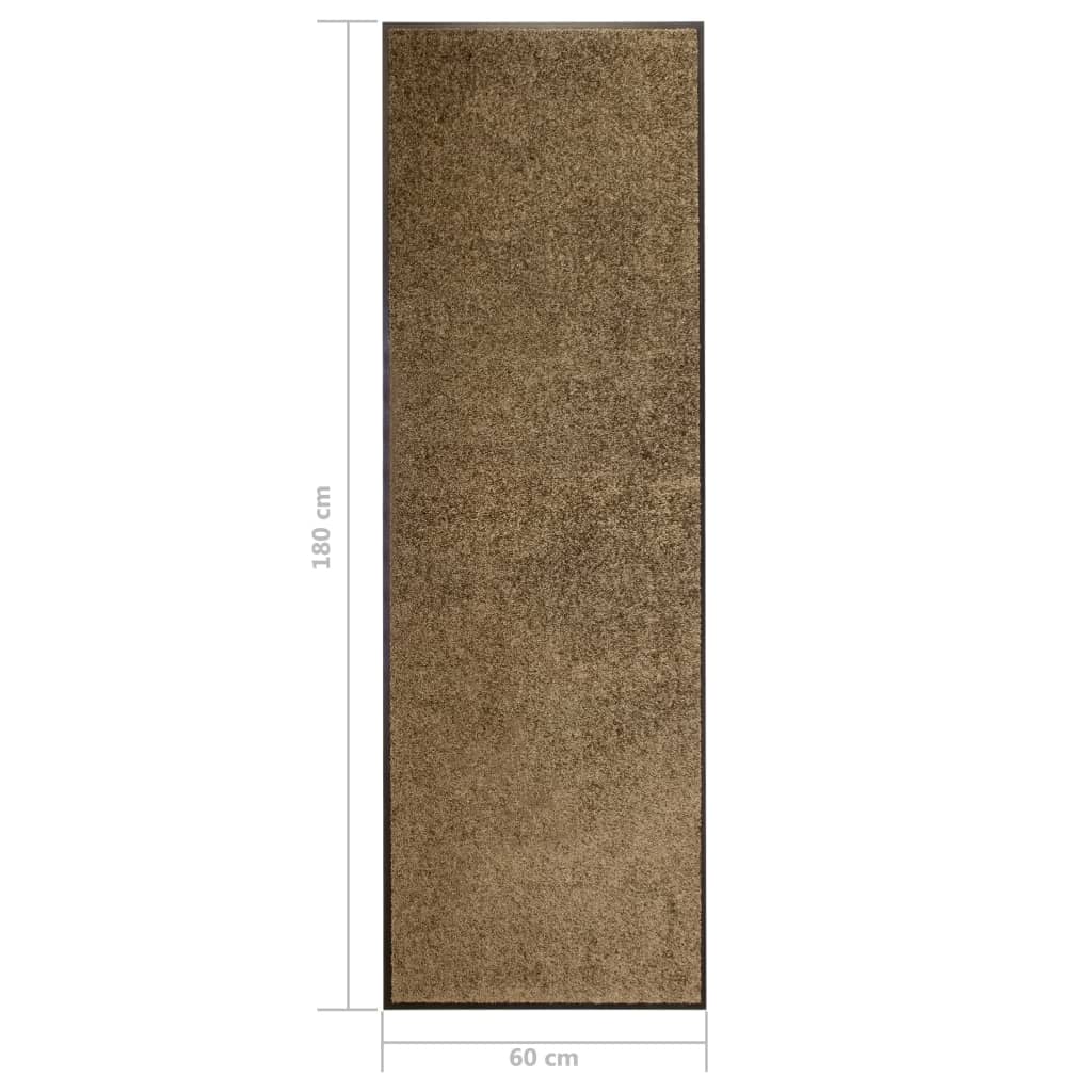 Dørmatte vaskbar brun 60x180 cm
