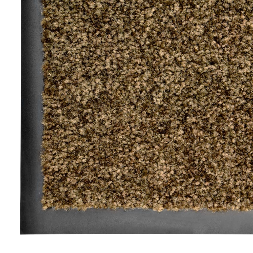 Dørmatte vaskbar brun 90x120 cm