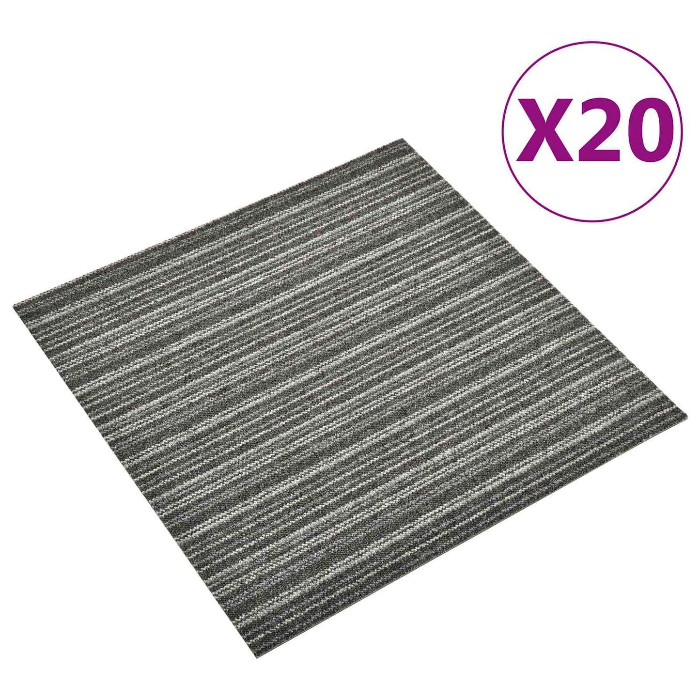 Teppe 20 pcs Stripet antrasitt 50 x 50 cm 100% Polypropylen