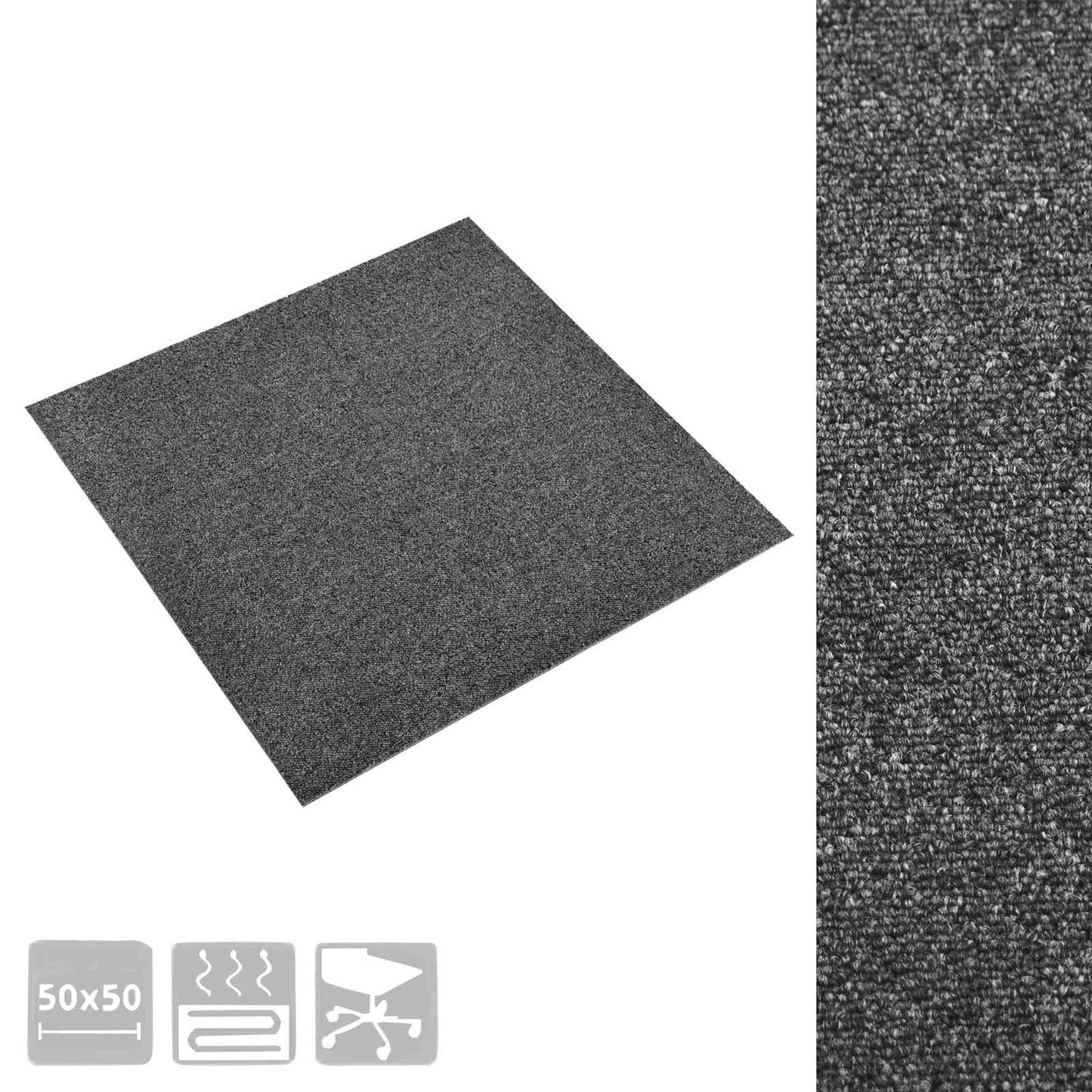 Teppe 20 pcs Antrasitt 50 x 50 cm 100% Polypropylen