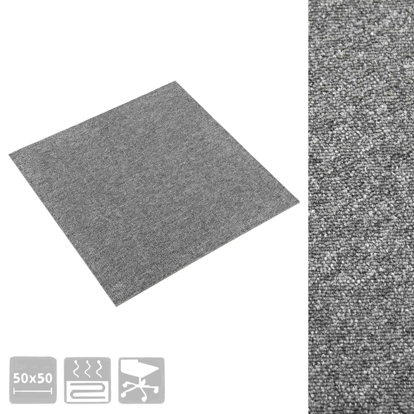 Teppe 20 pcs Grå 50 x 50 cm 100% Polypropylen