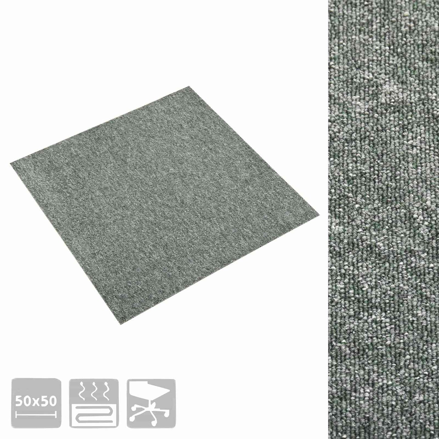 Teppe 20 pcs grønn 50 x 50 cm 100% Polypropylen