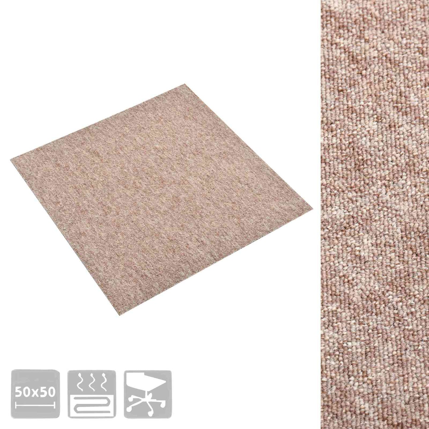 Teppe 20 pcs Beige 50 x 50 cm 100% Polypropylen