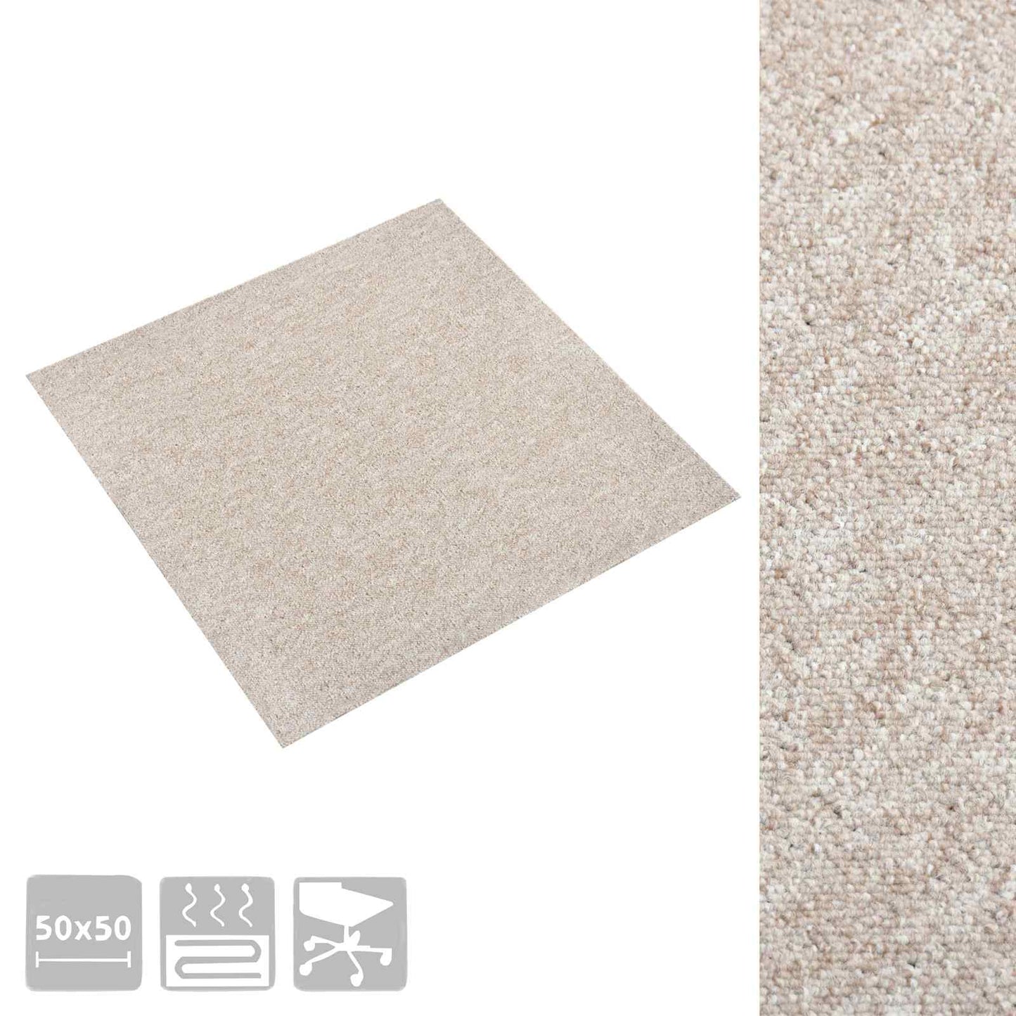 Teppe 20 pcs Lys beige 50 x 50 cm 100% Polypropylen