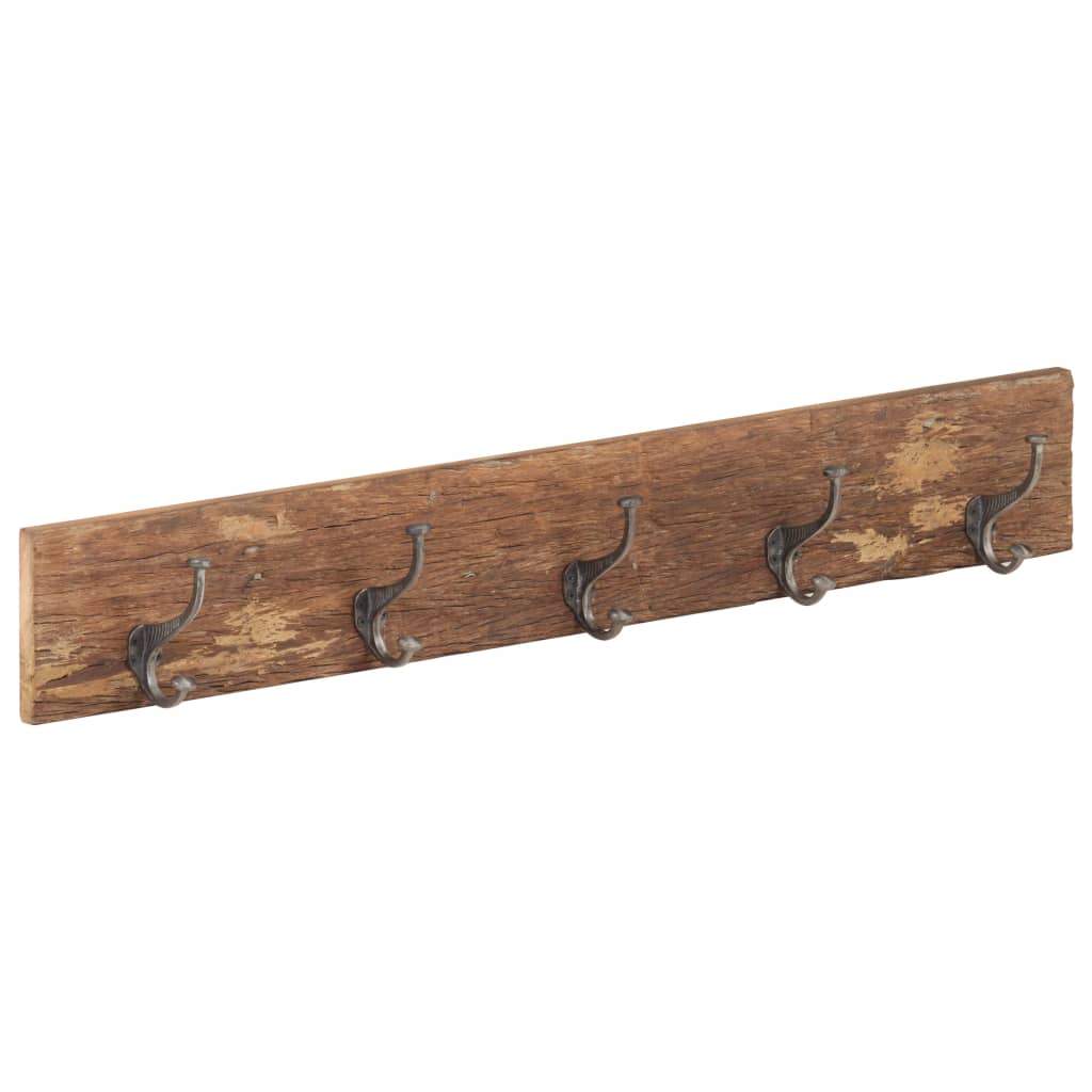 Knaggrekke med 5 kroker 100x2,5x15 cm gjenvunnet heltre