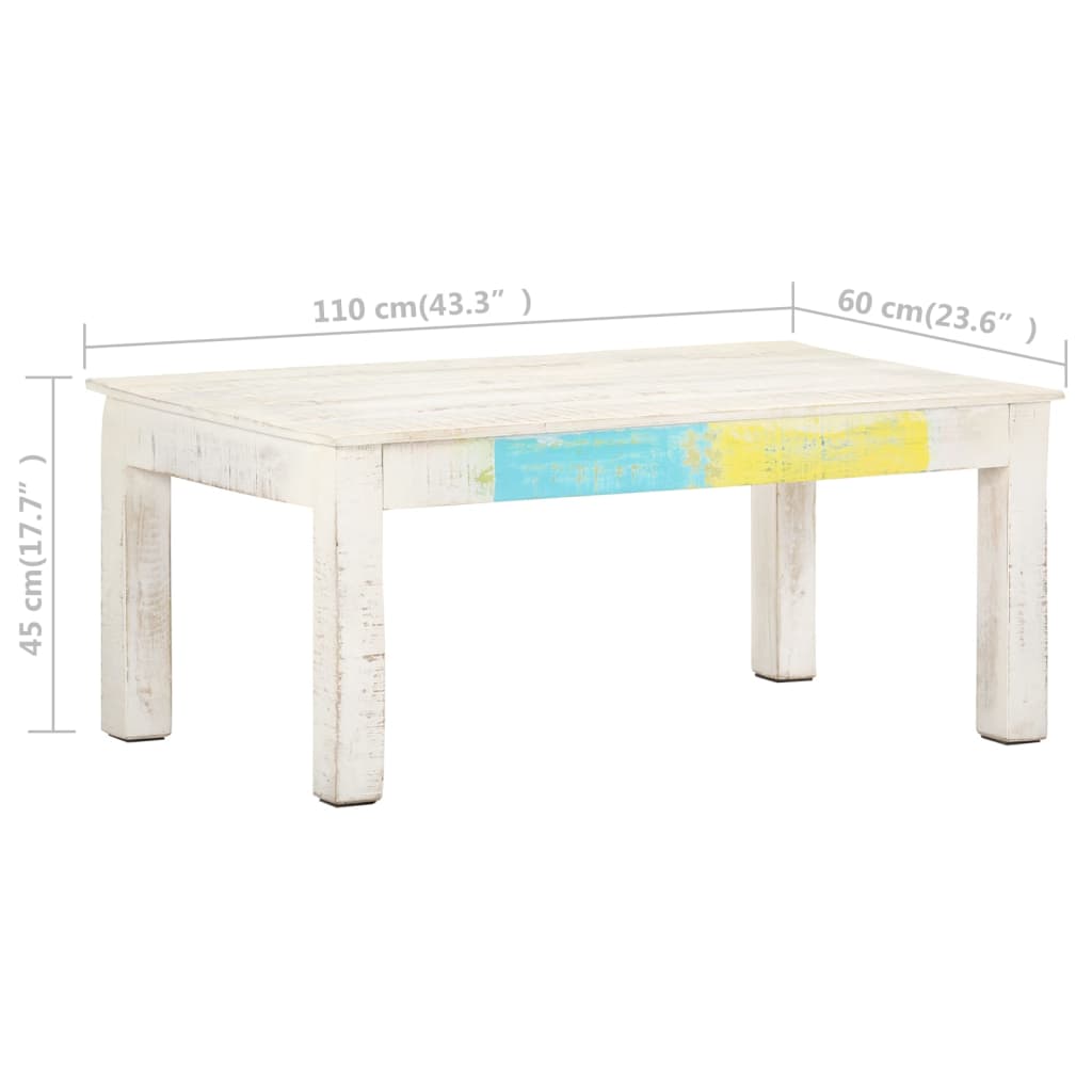 Salongbord hvit 110x60x45 cm heltre mango vidaXL