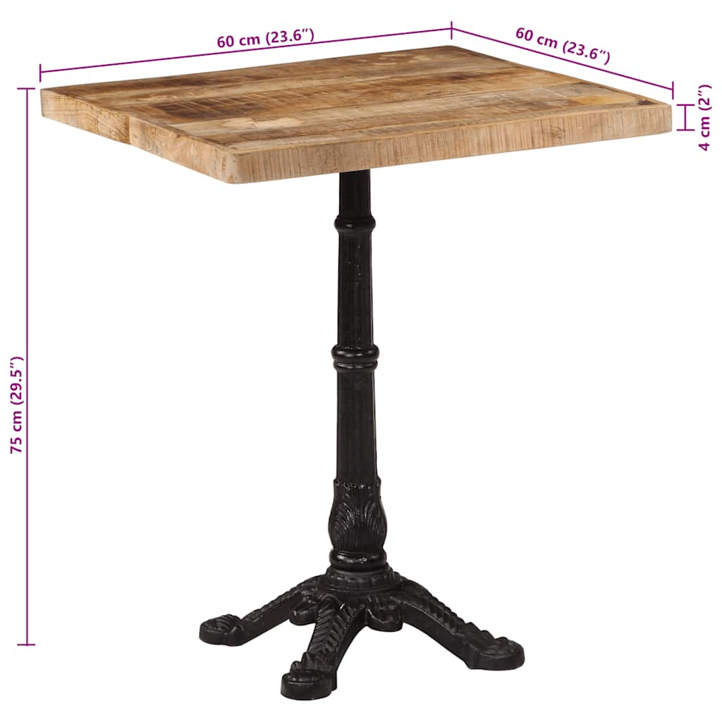 Bistrobord 60x60x77 cm grovt mangotre