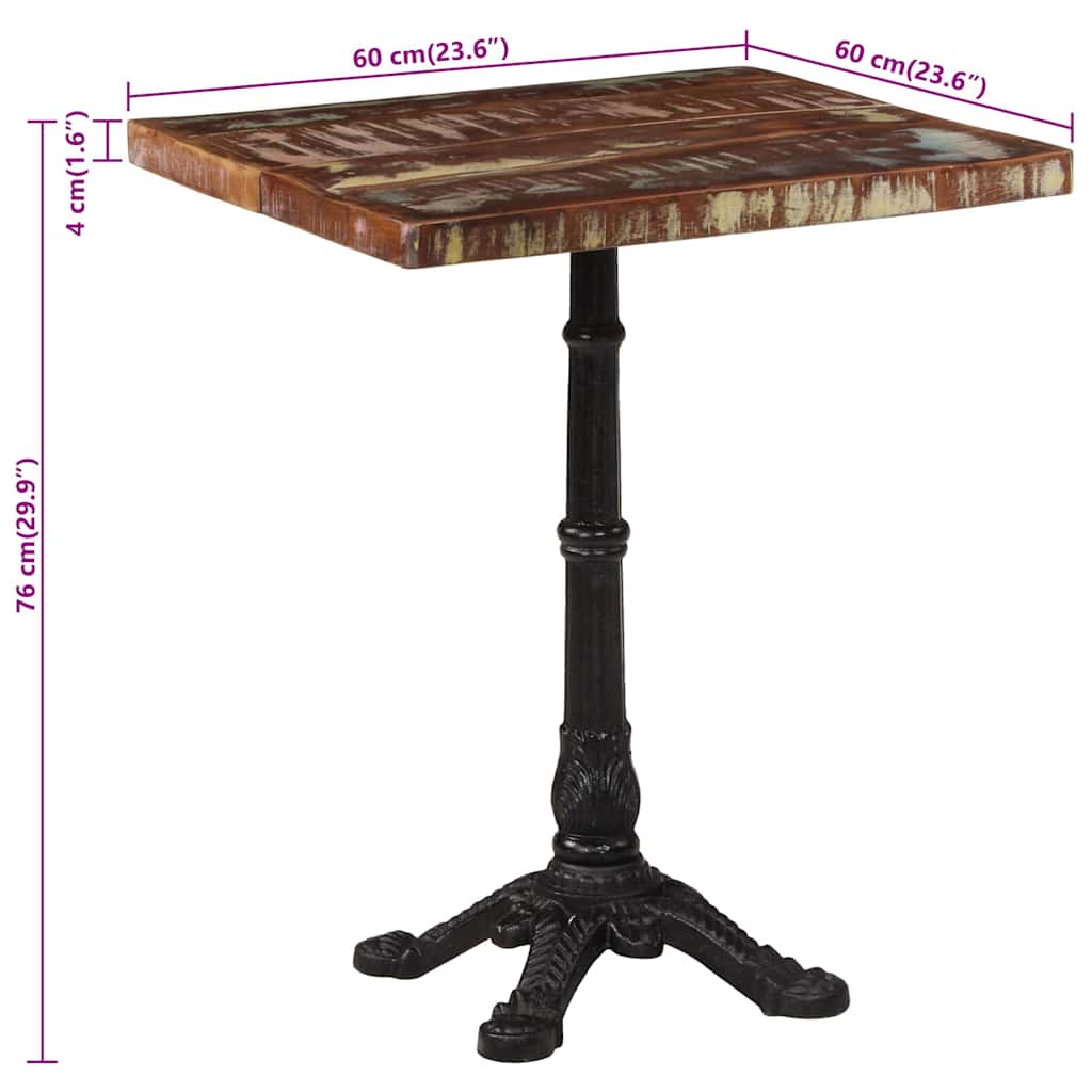 Bistrobord 60x60x76 cm gjenvunnet heltre