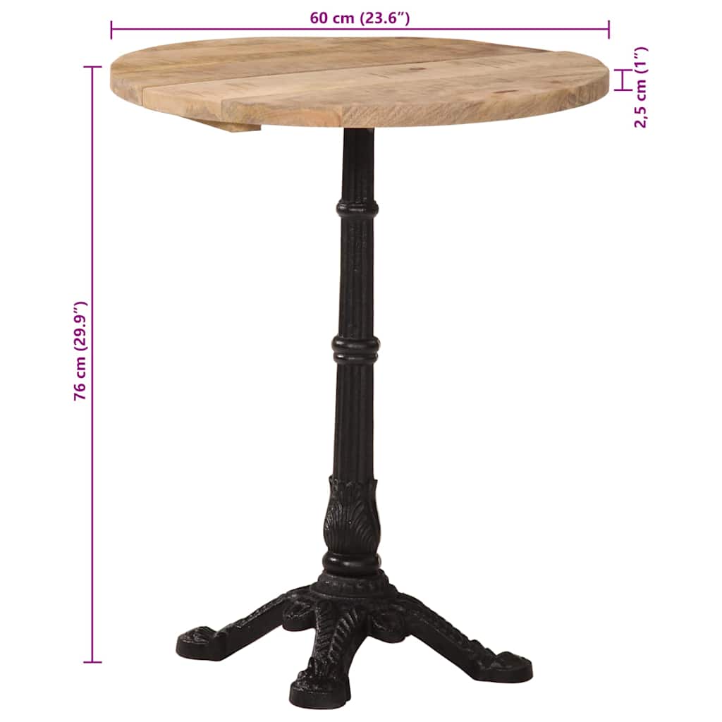 Bistrobord Ø60x76 cm grovt mangotre