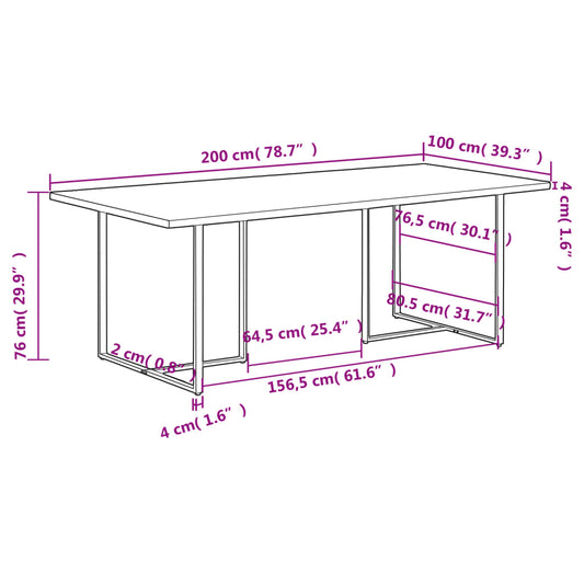 Spisebord 200 cm grovt mangotre