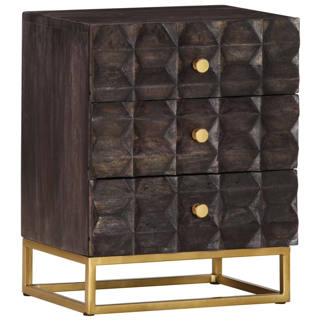 Nattbord 40x30x50 cm svart heltre mango vidaXL