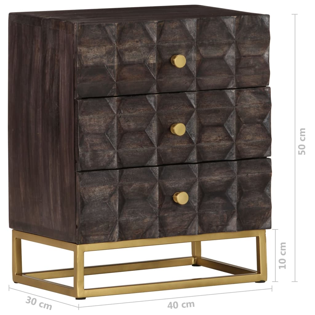 Nattbord 40x30x50 cm svart heltre mango vidaXL