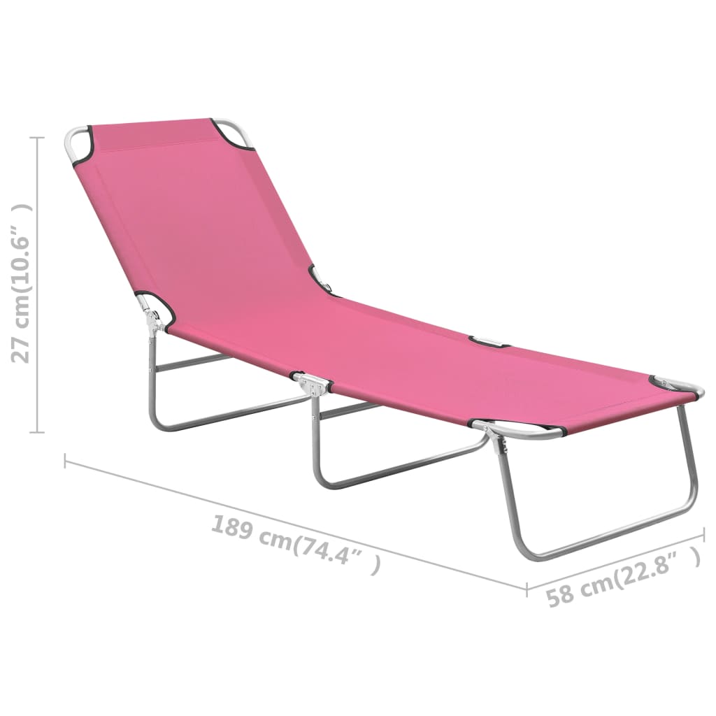 Sammenleggbar solseng stål og stoff rosa vidaXL