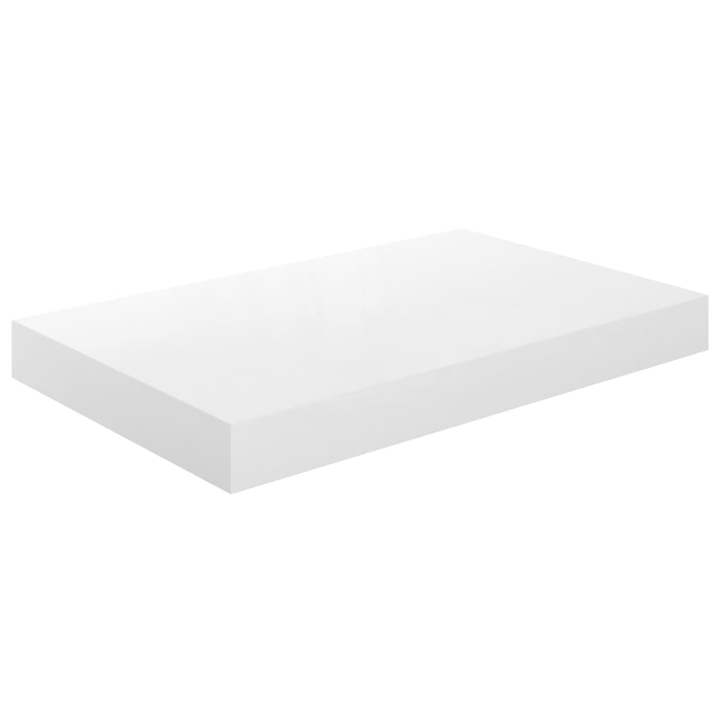 Flytende vegghylle høyglans hvit 40x23,5x3,8 cm MDF