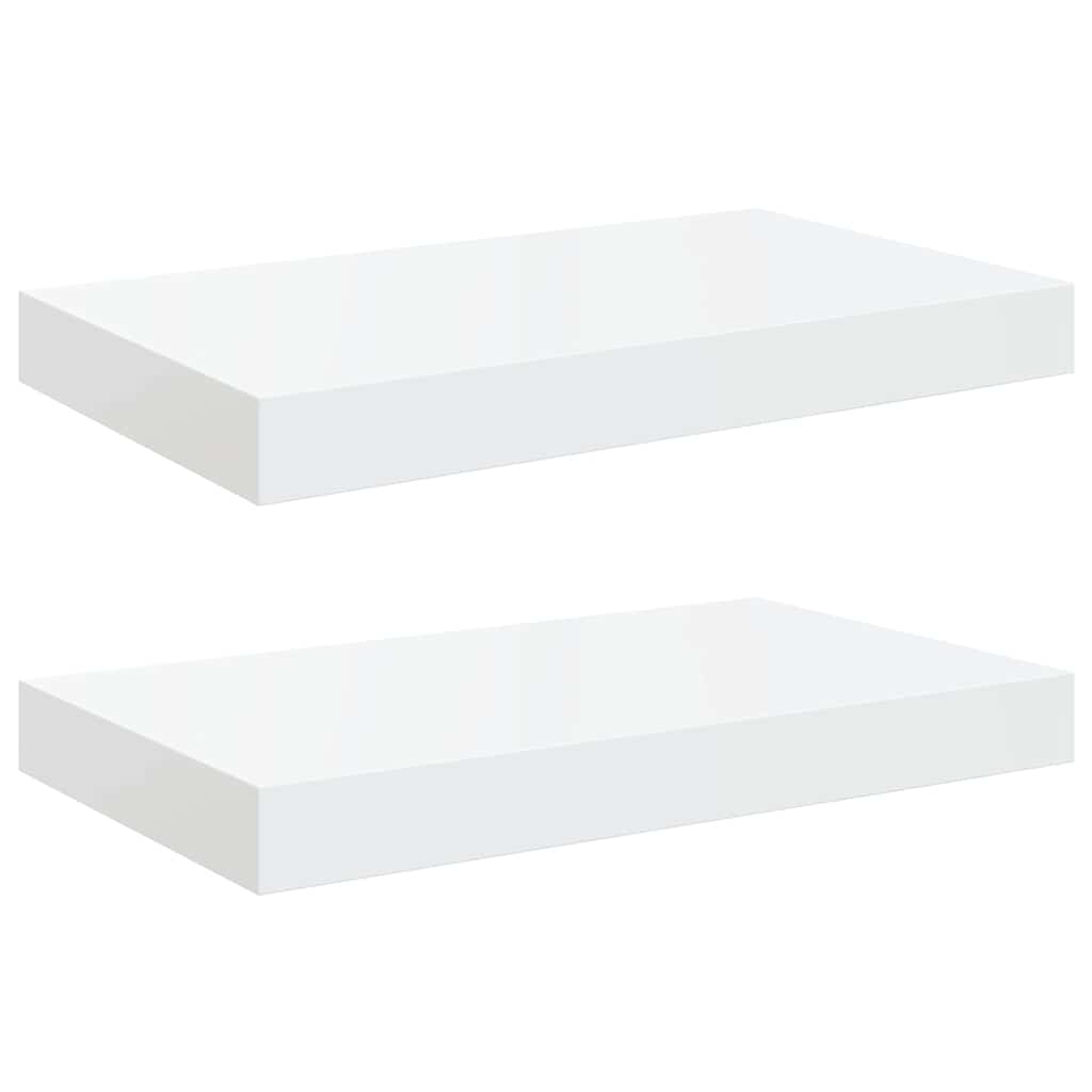 Flytende vegghyller 2 stk høyglans hvit 40x23,5x3,8 cm MDF