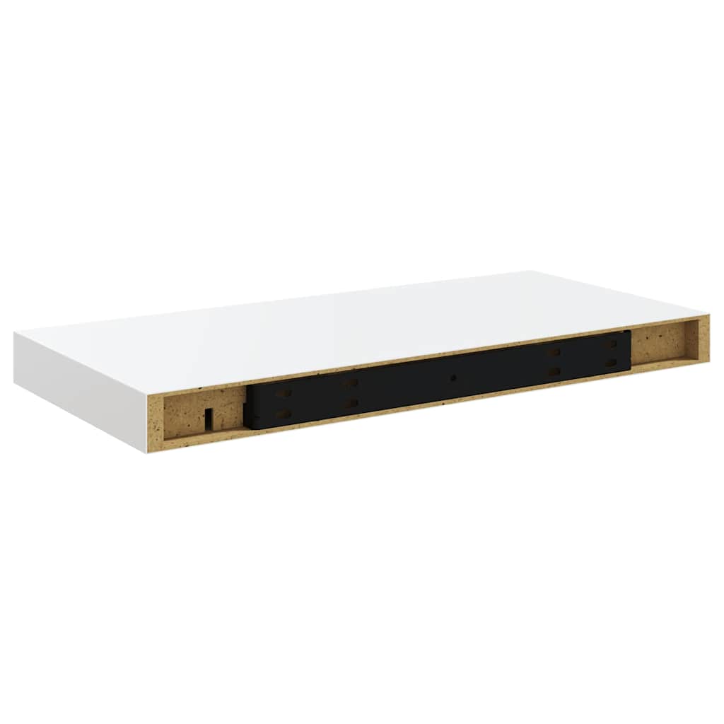Flytende vegghyller 2 stk høyglans hvit 50x23,5x3,8 cm MDF