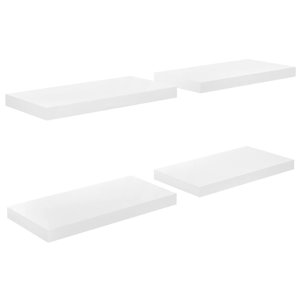 Flytende vegghyller 4 stk høyglans hvit 50x23,5x3,8 cm MDF