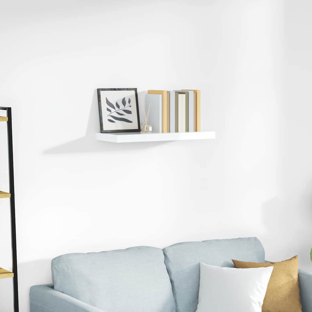 Flytende vegghylle høyglans hvit 60x23,5x3,8 cm MDF vidaXL