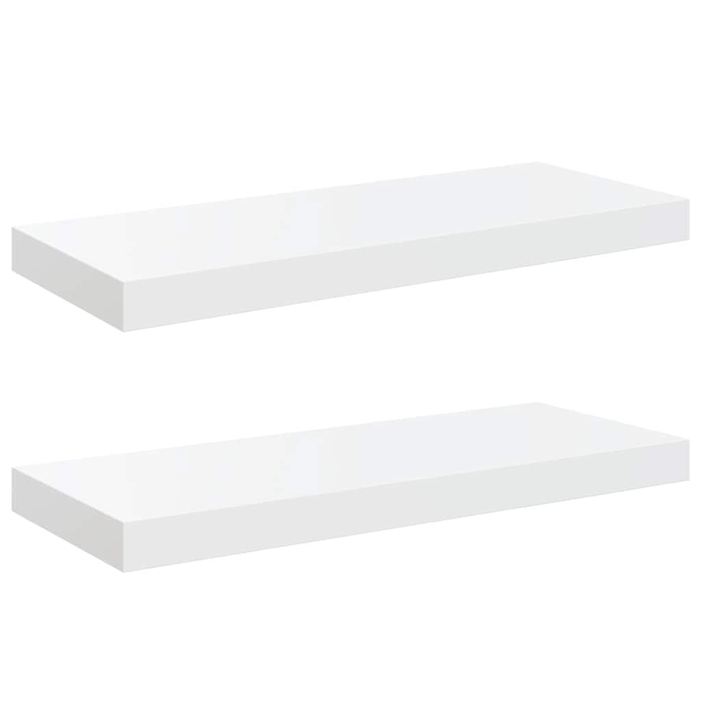 Flytende vegghyller 2 stk høyglans hvit 60x23,5x3,8 cm MDF
