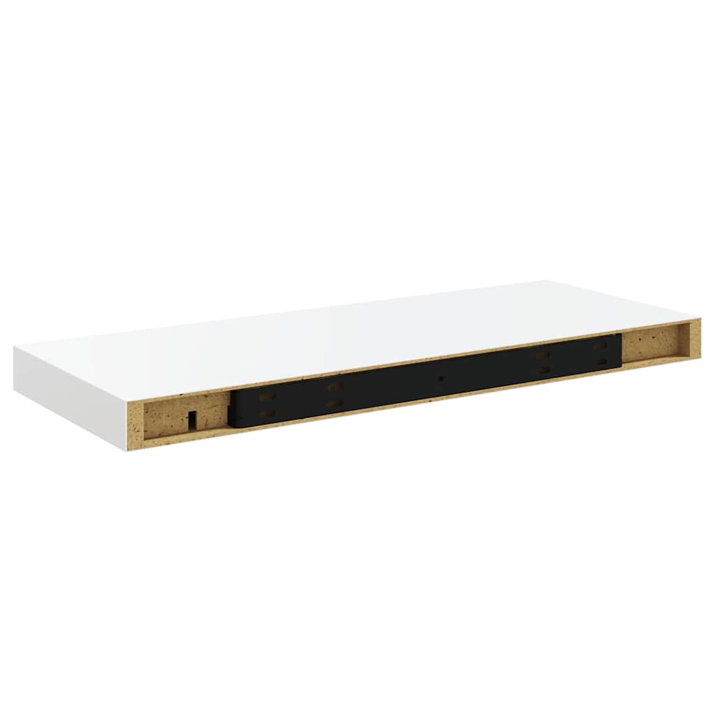 Flytende vegghyller 2 stk høyglans hvit 60x23,5x3,8 cm MDF