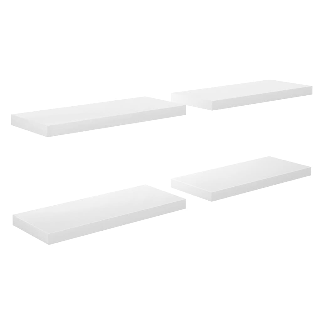 Flytende vegghyller 4 stk høyglans hvit 60x23,5x3,8 cm MDF