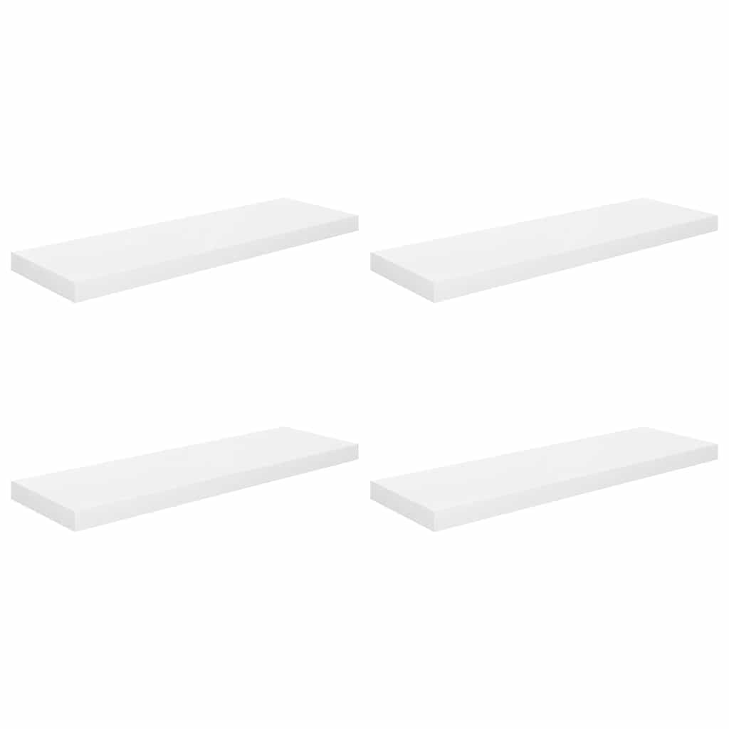 Flytende vegghyller 4 stk høyglans hvit 80x23,5x3,8 cm MDF