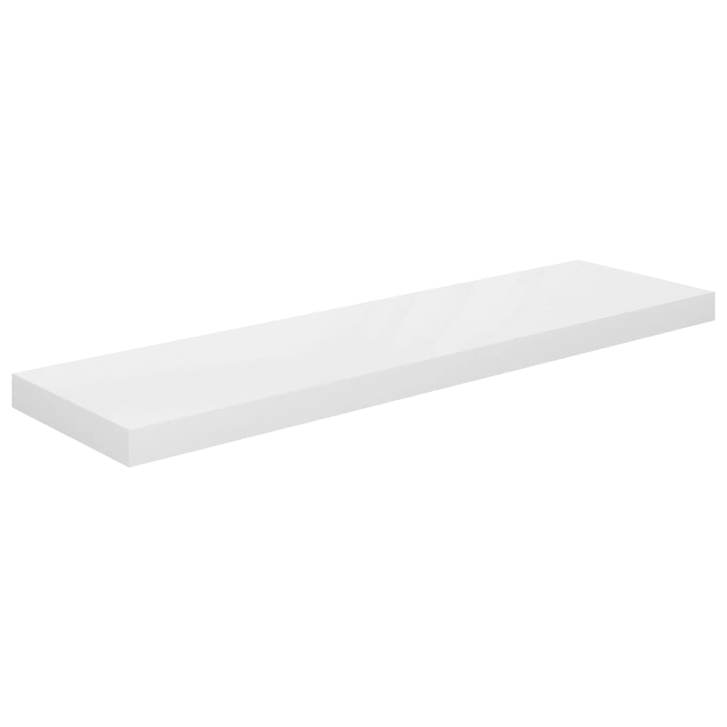 Flytende vegghylle høyglans hvit 90x23,5x3,8 cm MDF